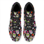 Sugar Skull Pattern Print High Top Leather Sneakers