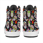 Sugar Skull Pattern Print High Top Leather Sneakers