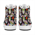 Sugar Skull Pattern Print High Top Leather Sneakers