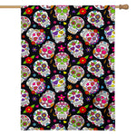Sugar Skull Pattern Print House Flag