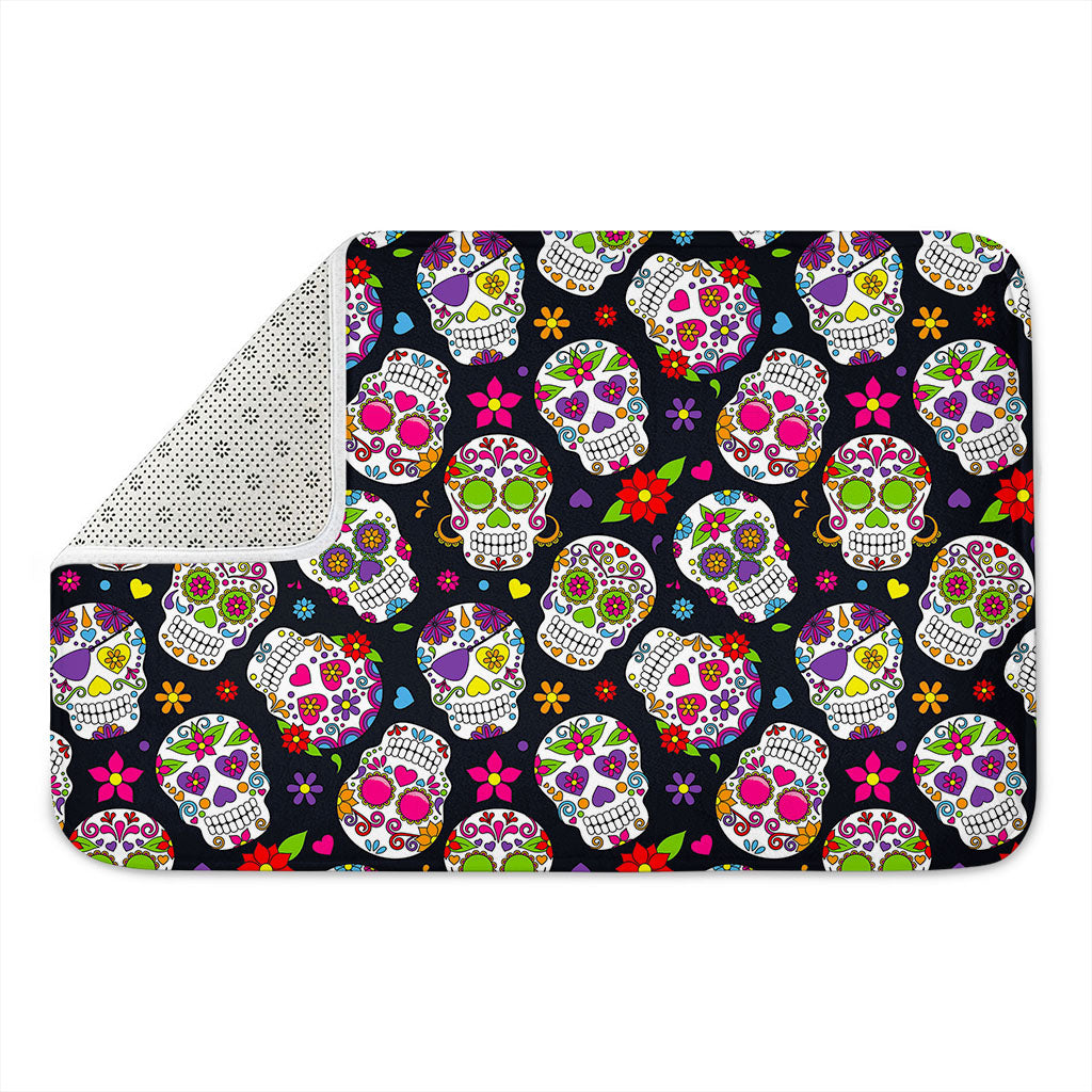 Sugar Skull Pattern Print Indoor Door Mat