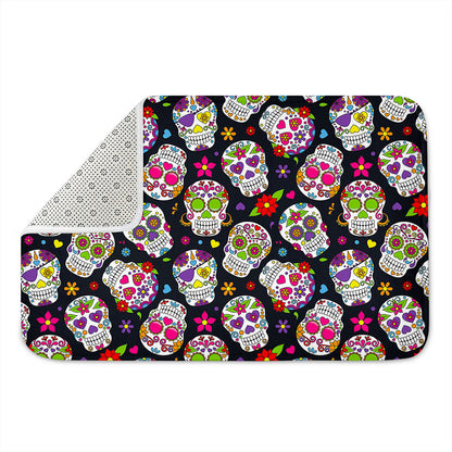 Sugar Skull Pattern Print Indoor Door Mat