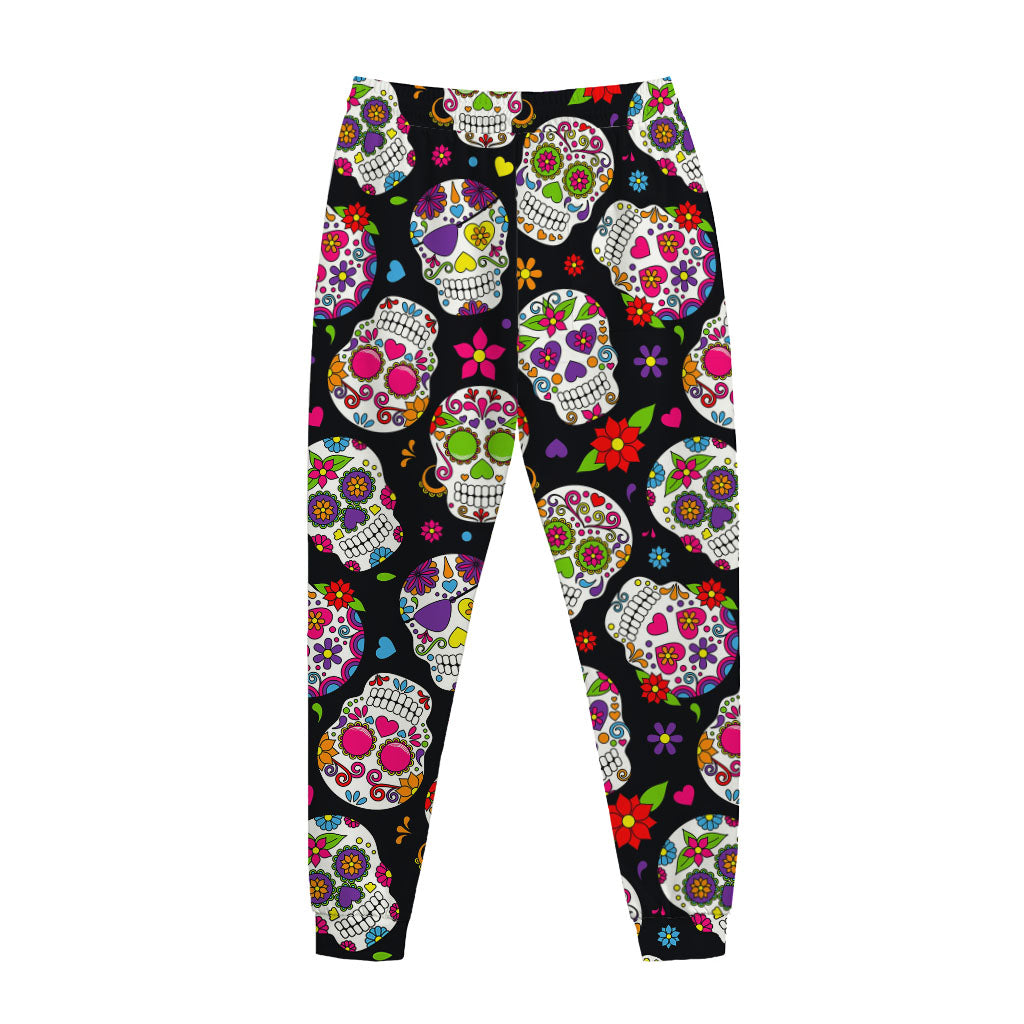 Sugar Skull Pattern Print Jogger Pants