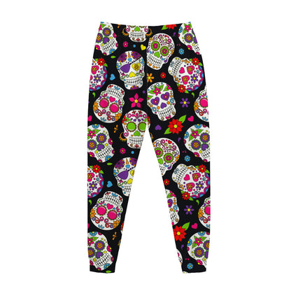 Sugar Skull Pattern Print Jogger Pants
