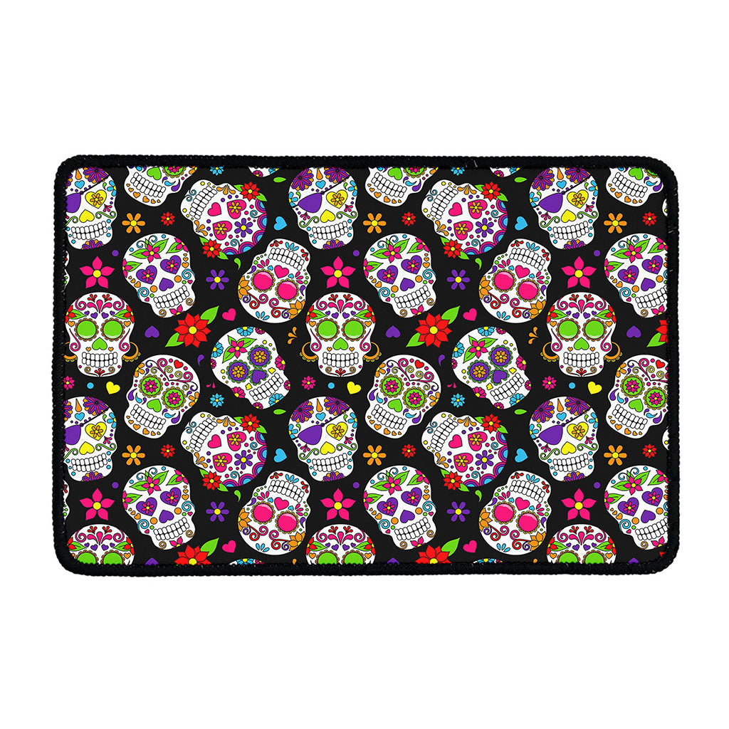 Sugar Skull Pattern Print Kitchen Mat