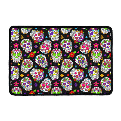 Sugar Skull Pattern Print Kitchen Mat