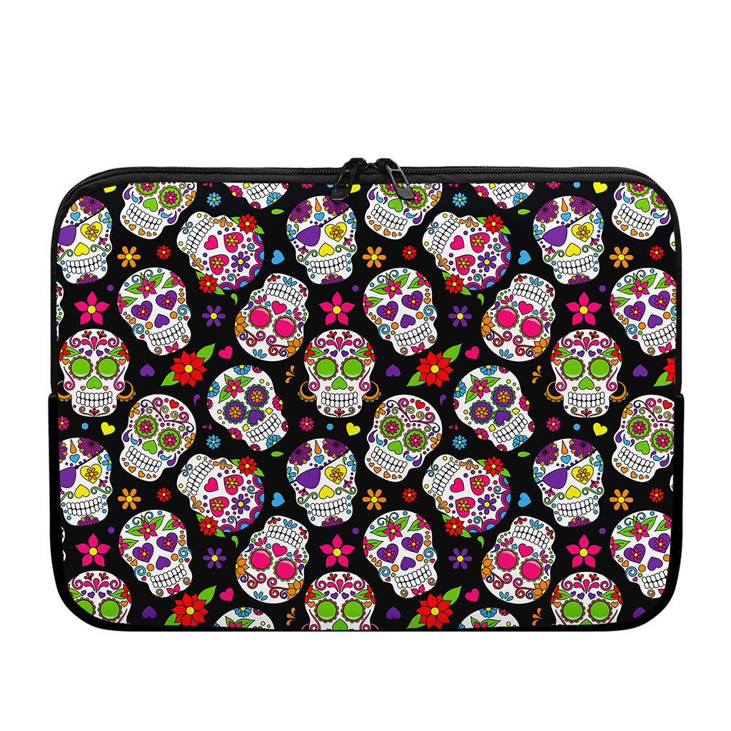 Sugar Skull Pattern Print Laptop Sleeve