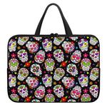 Sugar Skull Pattern Print Laptop Sleeve With Handle