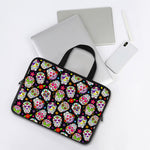 Sugar Skull Pattern Print Laptop Sleeve With Handle