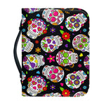 Sugar Skull Pattern Print Leather Bible Cover