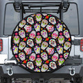 Sugar Skull Pattern Print Leather Spare Tire Cover