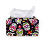 Sugar Skull Pattern Print Leather Tissue Box Cover
