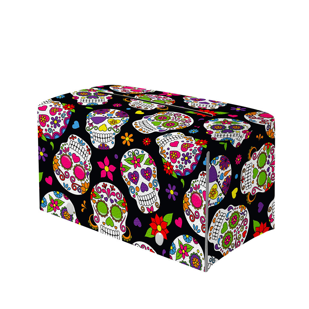 Sugar Skull Pattern Print Leather Tissue Box Cover