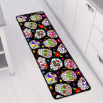 Sugar Skull Pattern Print Long Kitchen Mat