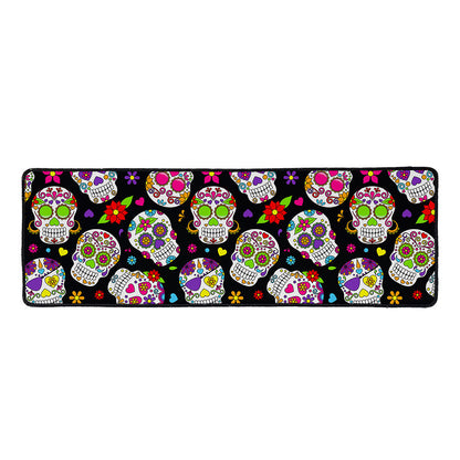 Sugar Skull Pattern Print Long Kitchen Mat