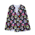 Sugar Skull Pattern Print Long Sleeve Short Coat