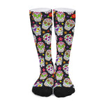 Sugar Skull Pattern Print Long Socks