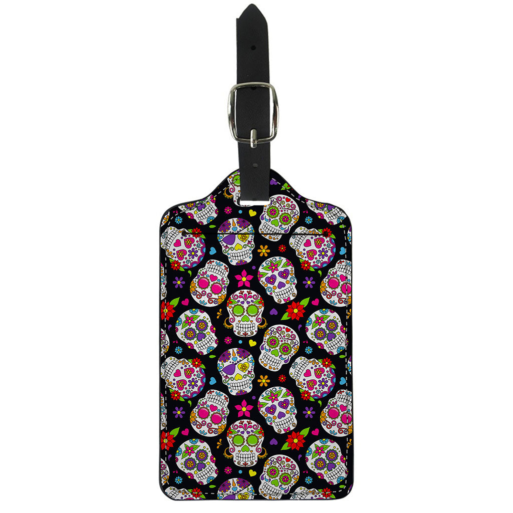Sugar Skull Pattern Print Luggage Tag
