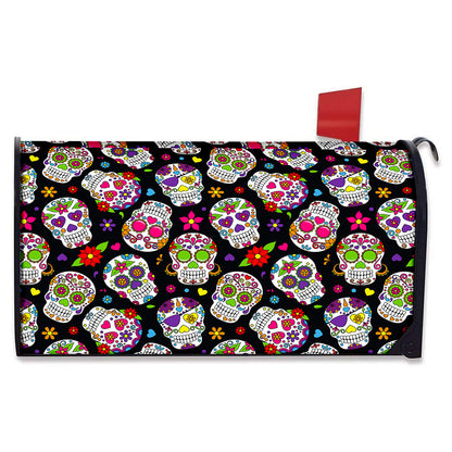 Sugar Skull Pattern Print Mailbox Cover