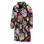 Sugar Skull Pattern Print Men's Bathrobe