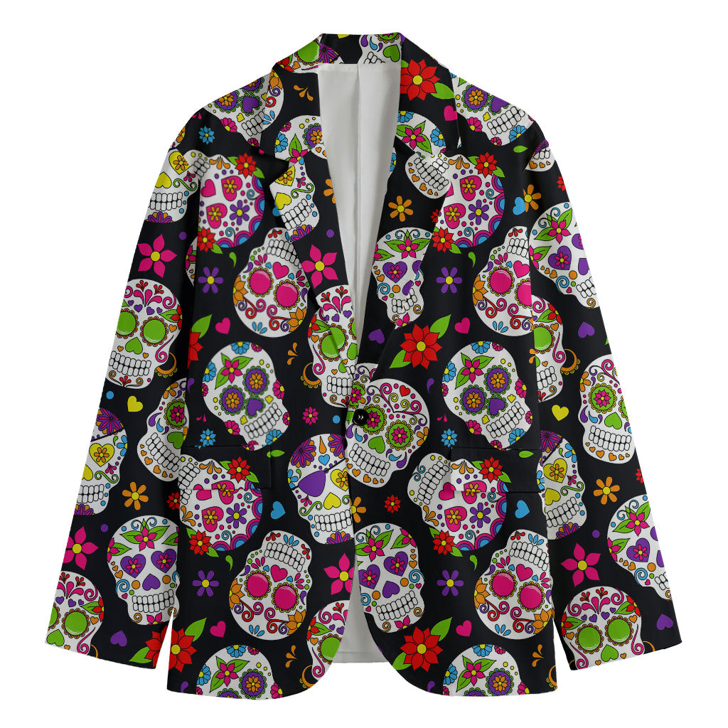 Sugar Skull Pattern Print Men's Blazer