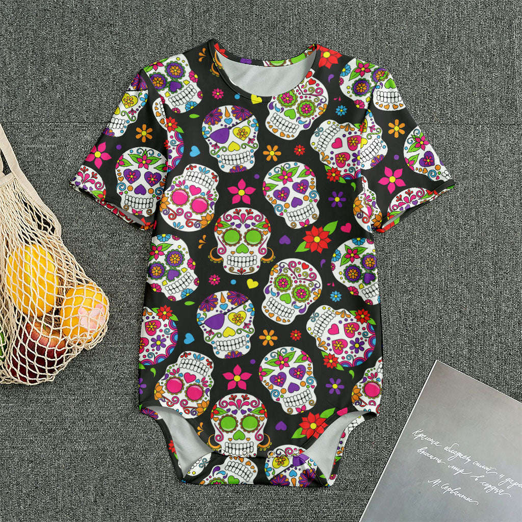 Sugar Skull Pattern Print Men's Bodysuit
