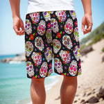 Sugar Skull Pattern Print Men's Cargo Shorts
