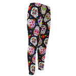 Sugar Skull Pattern Print Men's Compression Pants