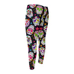 Sugar Skull Pattern Print Men's Compression Pants