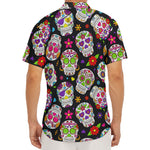 Sugar Skull Pattern Print Men's Deep V-Neck Shirt