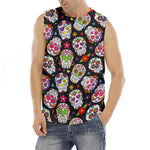 Sugar Skull Pattern Print Men's Fitness Tank Top
