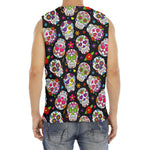Sugar Skull Pattern Print Men's Fitness Tank Top