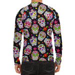 Sugar Skull Pattern Print Men's Long Sleeve Rash Guard
