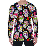 Sugar Skull Pattern Print Men's Long Sleeve T-Shirt