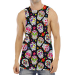 Sugar Skull Pattern Print Men's Muscle Tank Top