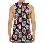 Sugar Skull Pattern Print Men's Muscle Tank Top