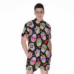 Sugar Skull Pattern Print Men's Rompers