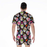 Sugar Skull Pattern Print Men's Rompers