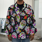 Sugar Skull Pattern Print Men's Shirt Jacket
