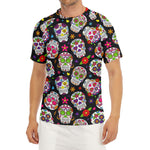 Sugar Skull Pattern Print Men's Short Sleeve Rash Guard