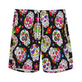 Sugar Skull Pattern Print Men's Athletic Shorts