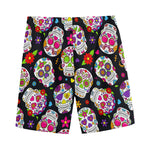 Sugar Skull Pattern Print Men's Sports Shorts