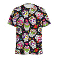 Sugar Skull Pattern Print Men's Athletic T-Shirt