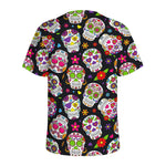 Sugar Skull Pattern Print Men's Sports T-Shirt