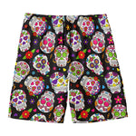 Sugar Skull Pattern Print Men's Swim Trunks