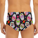 Sugar Skull Pattern Print Men's Triangle Swim Briefs
