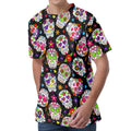 Sugar Skull Pattern Print Men's Velvet T-Shirt