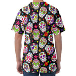 Sugar Skull Pattern Print Men's Velvet T-Shirt