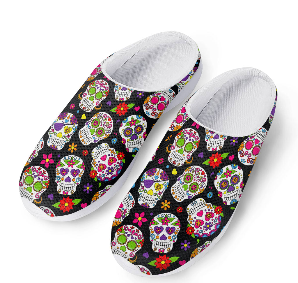 Sugar Skull Pattern Print Mesh Casual Shoes