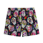 Sugar Skull Pattern Print Mesh Shorts